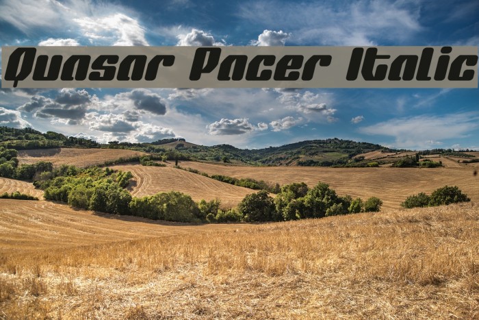 Quasar Pacer Italic Font examples