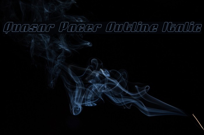 Quasar Pacer Outline Italic Font examples