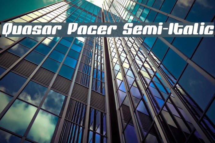 Quasar Pacer Semi-Italic Font examples