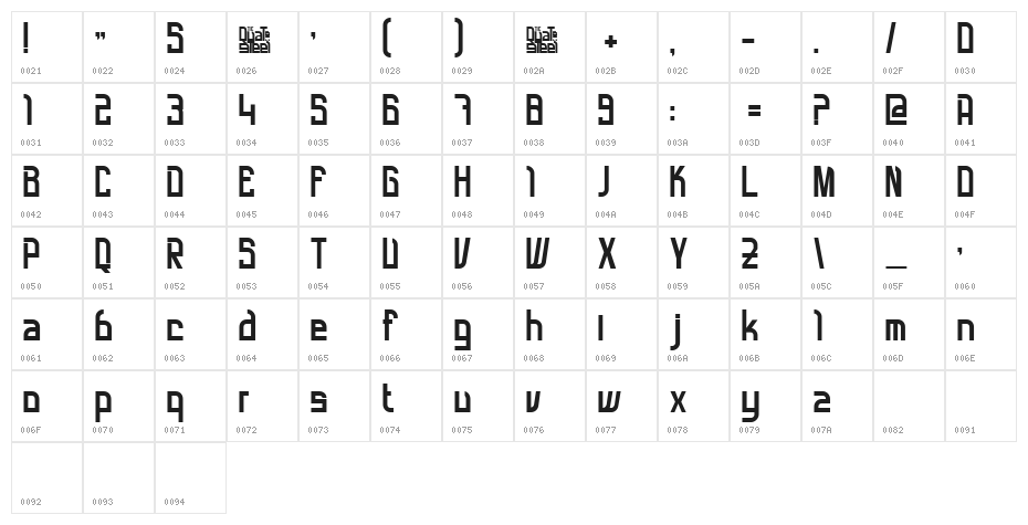 QuatSteel DemiBold Character Map