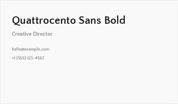 Quattrocento Sans Bold Business Card