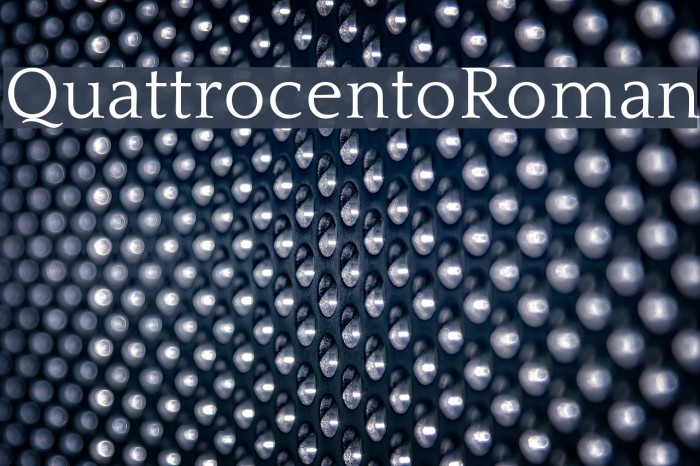 QuattrocentoRoman Font examples