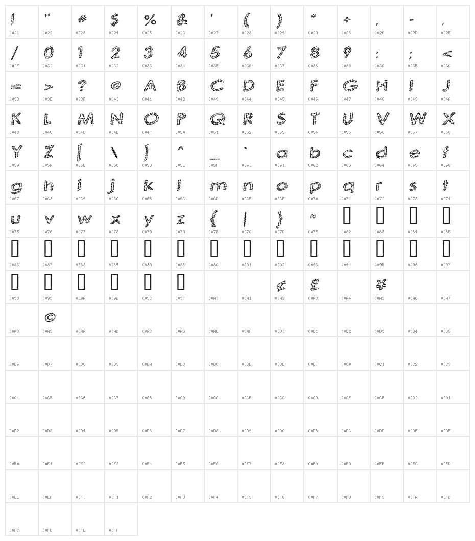 Quaverly G98 Character Map