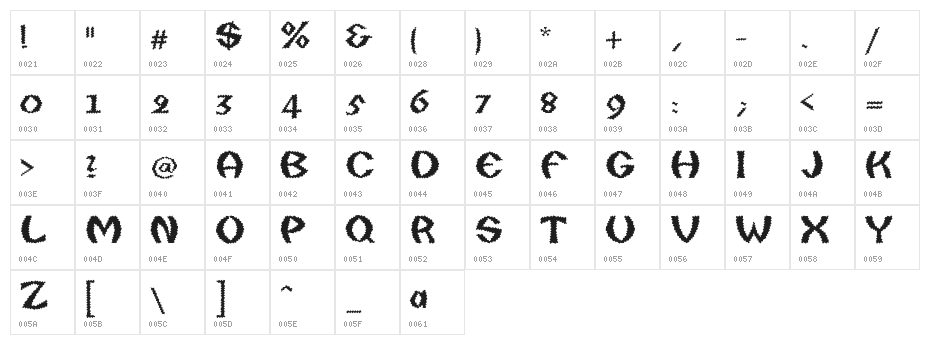 Quaxy Bold Italic Character Map