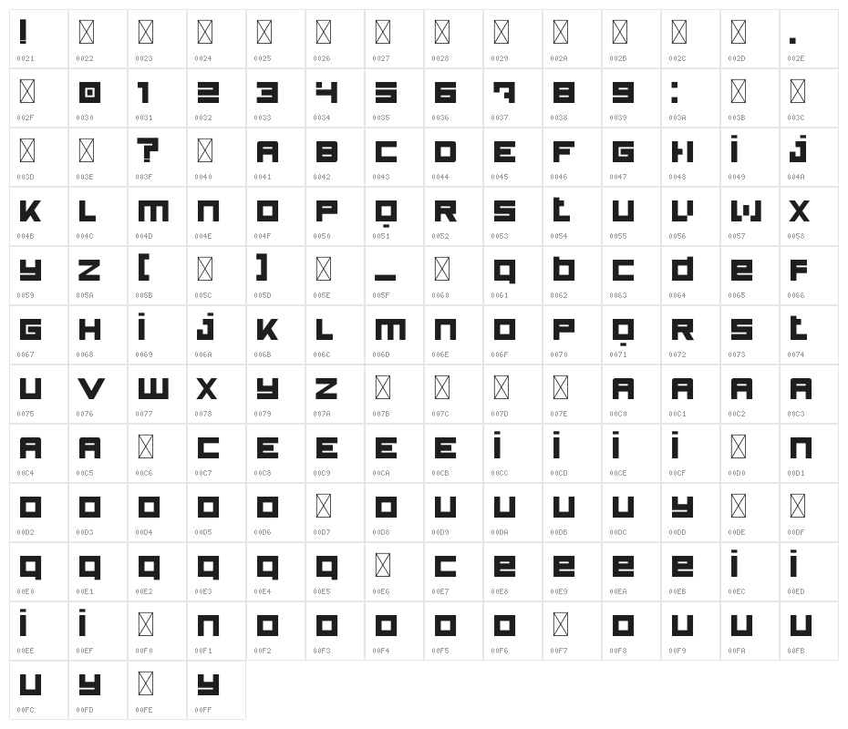 Qube Bold Bold Character Map