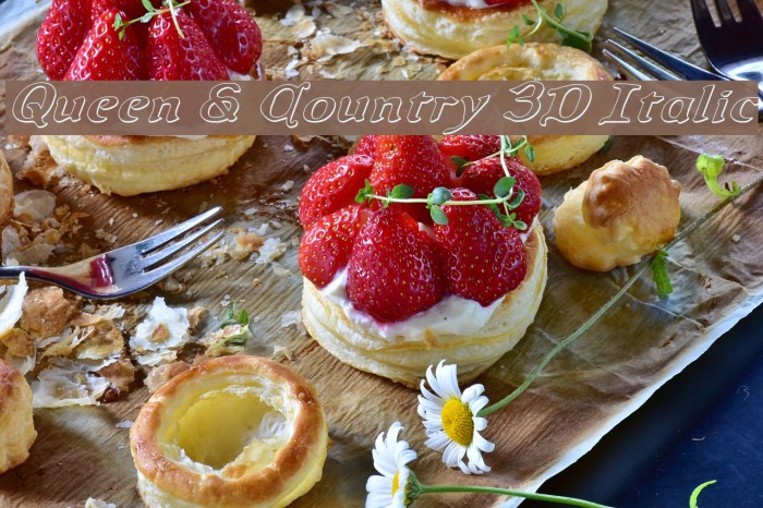 Queen & Country 3D Italic Font examples