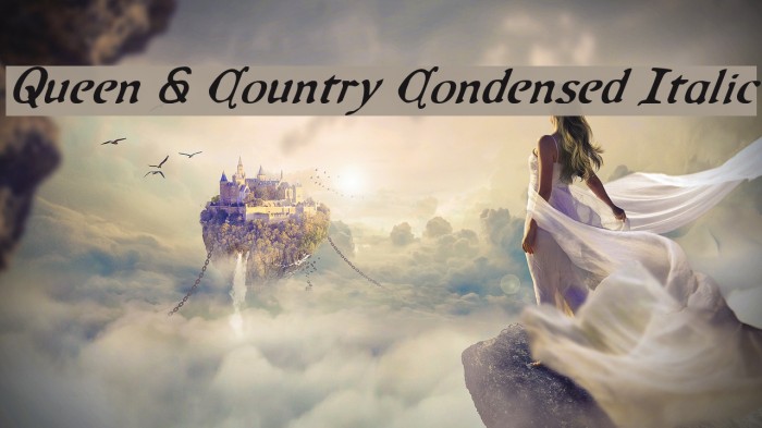 Queen & Country Condensed Italic Fonte examples