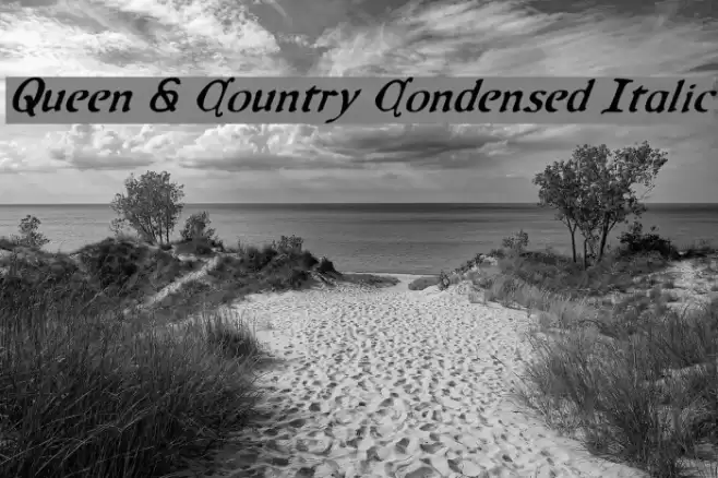 Queen & Country Condensed Italic Fonte examples