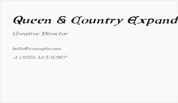 Queen & Country Expanded Italic Business Card