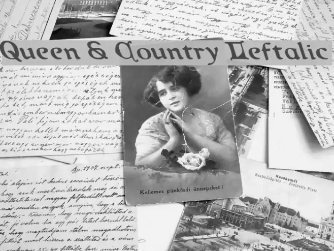 Queen & Country Leftalic Font examples