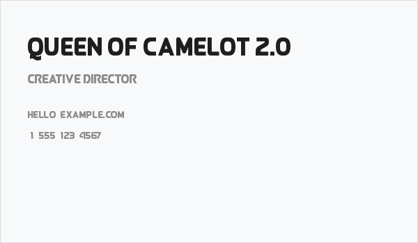 Queen of Camelot 2.0 Business Card
