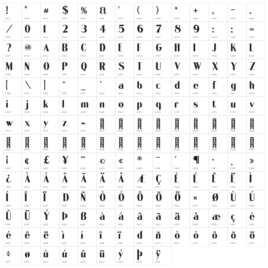 Quentell CF Bold Regular Character Map