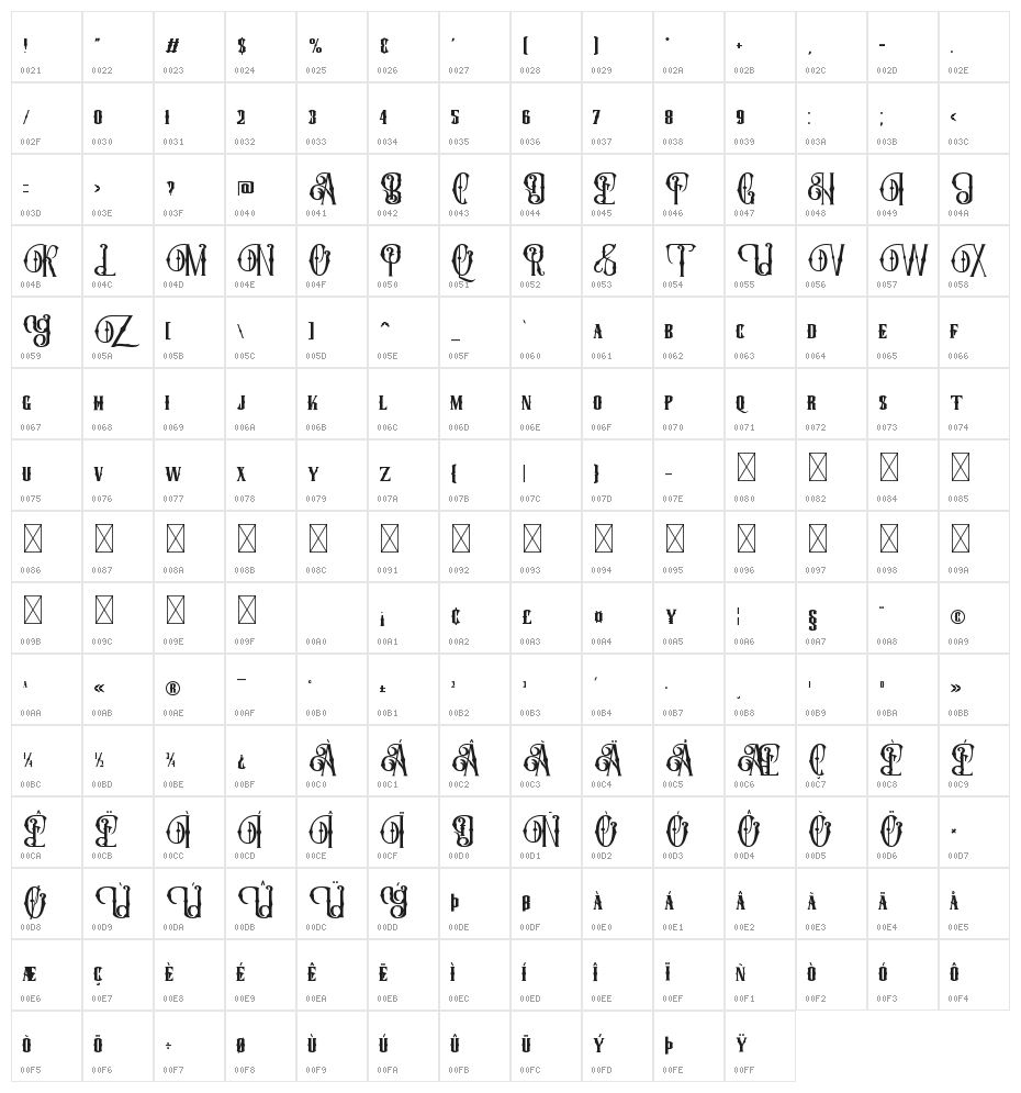 Quentes Fleur Character Map
