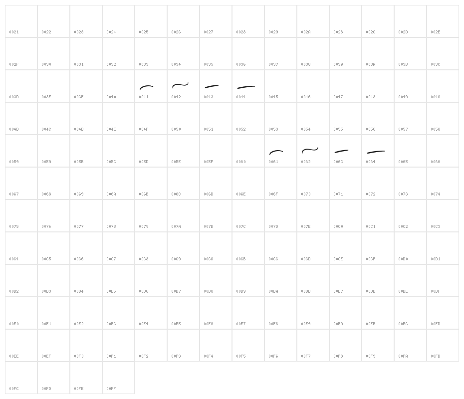 QuentsaSwash Character Map