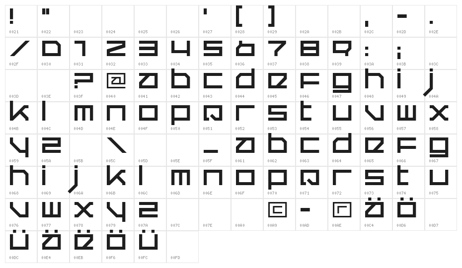Quer Regular Character Map