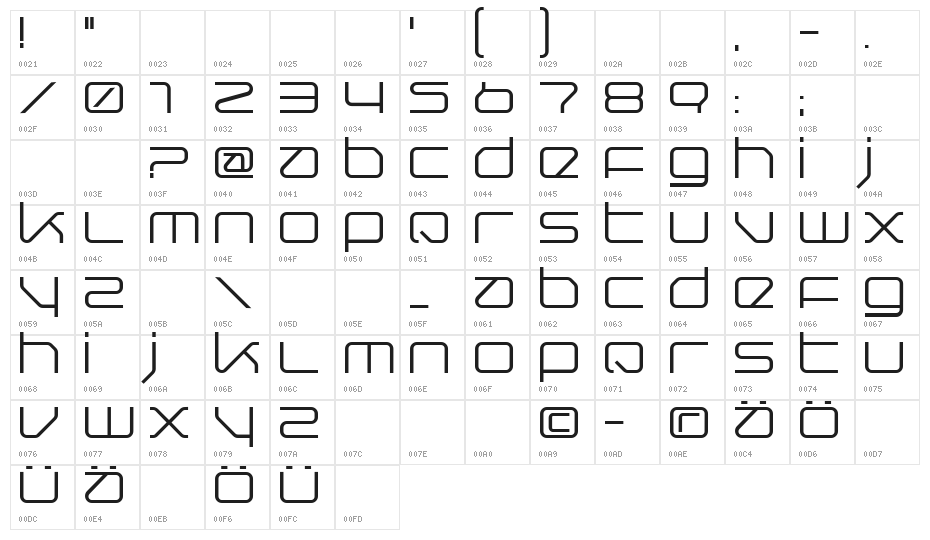 Querround Regular Character Map