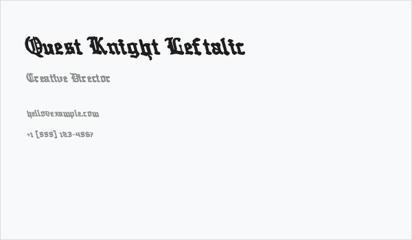 Quest Knight Leftalic Business Card