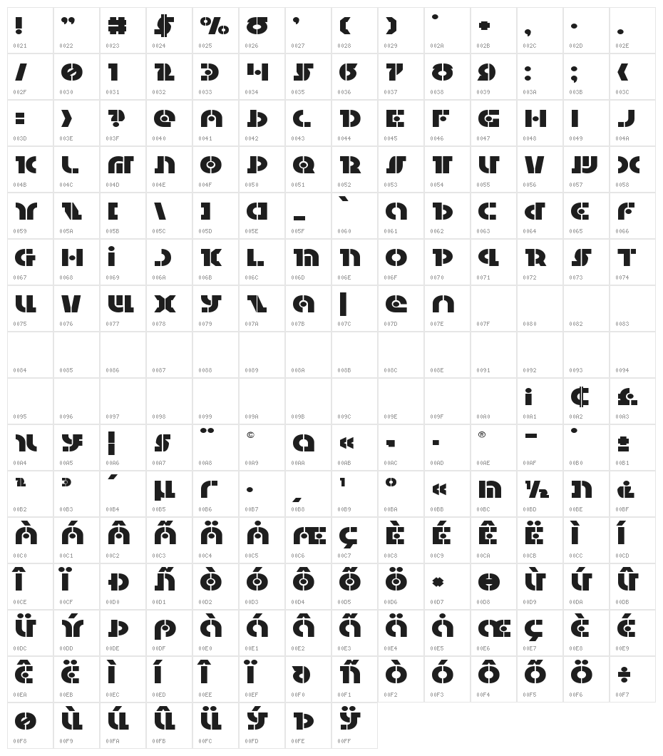 Questlok Expanded Character Map