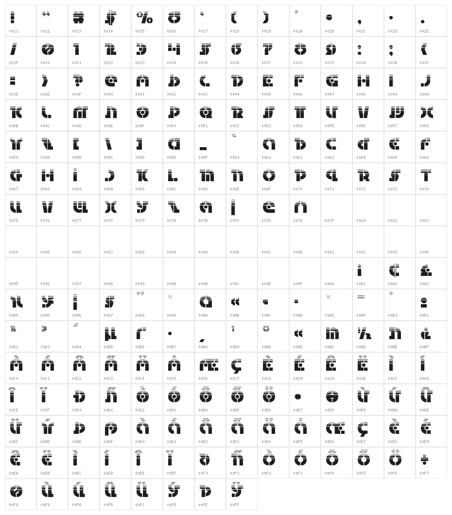 Questlok Halftone Character Map