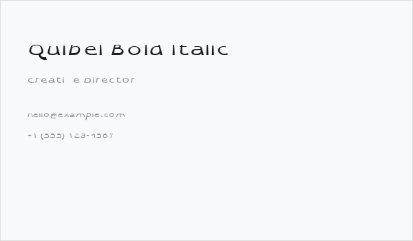 Quibel Bold Italic Business Card
