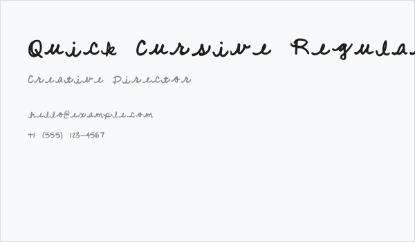 Quick Cursive Regular Business Card