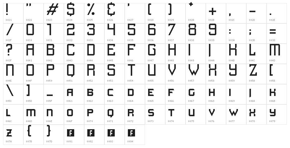 Quick Junky Regular Character Map