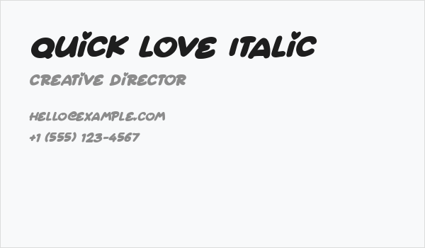 Quick Love Italic Business Card