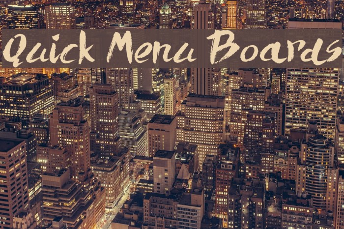 Quick Menu Boards Font examples