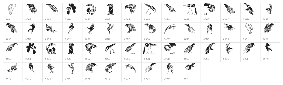 QuickBirds Character Map