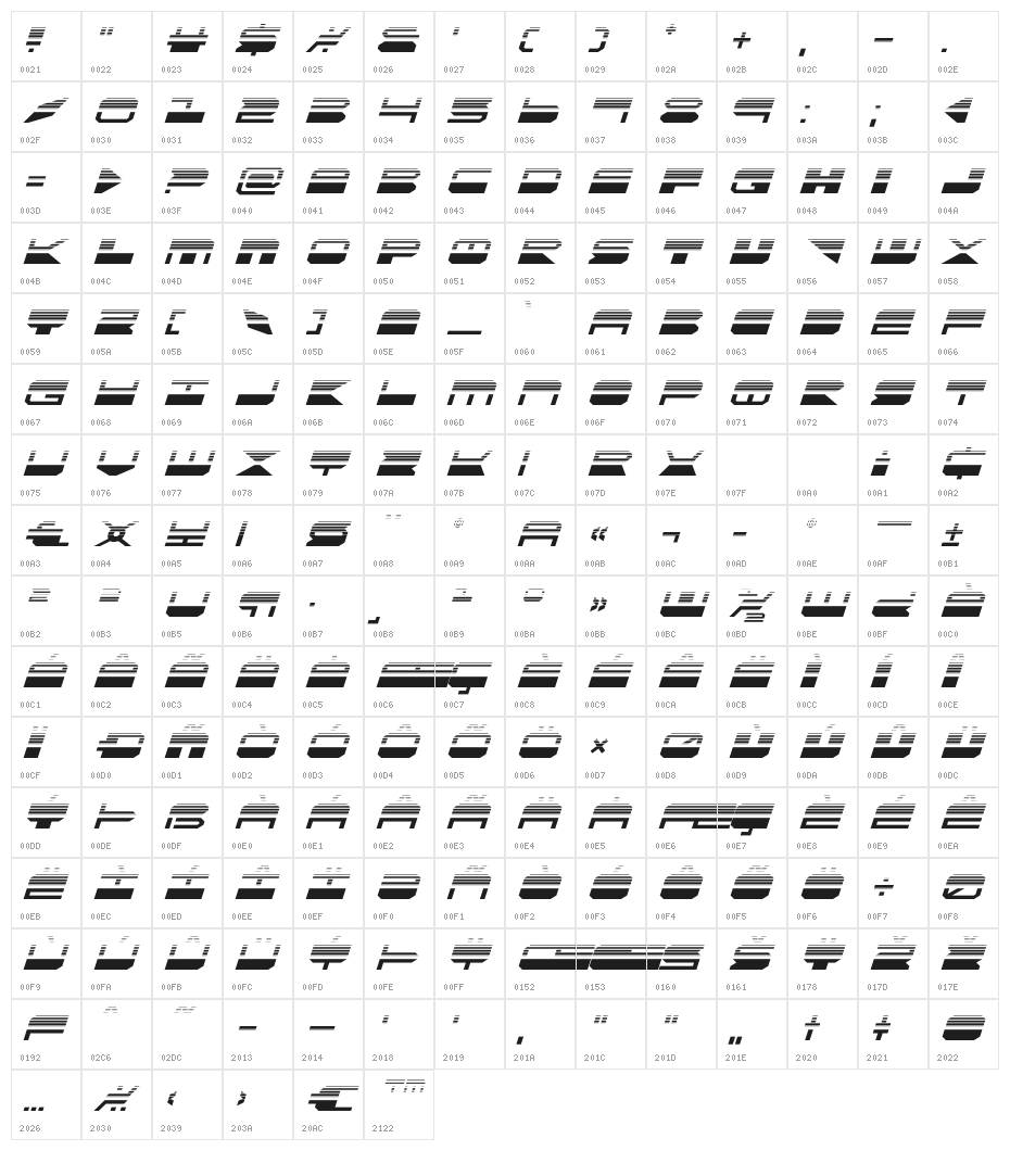 QuickMark Halftone Italic Character Map
