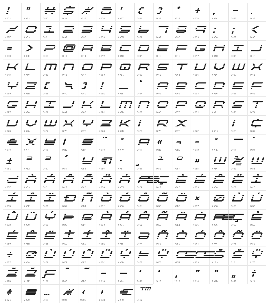 QuickQuick Bold Italic Character Map