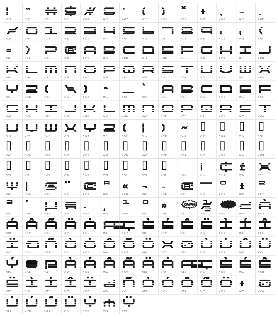 QuickQuick Bold Character Map