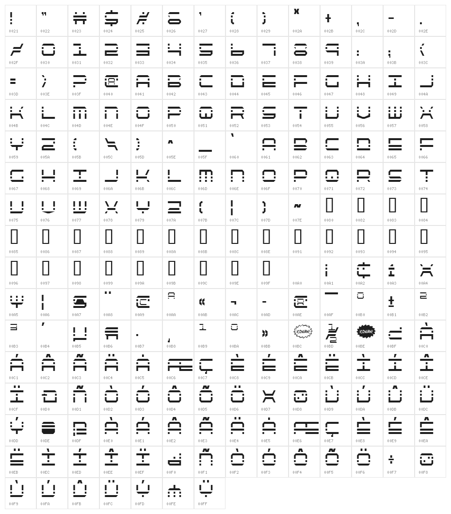 QuickQuick Condensed Character Map