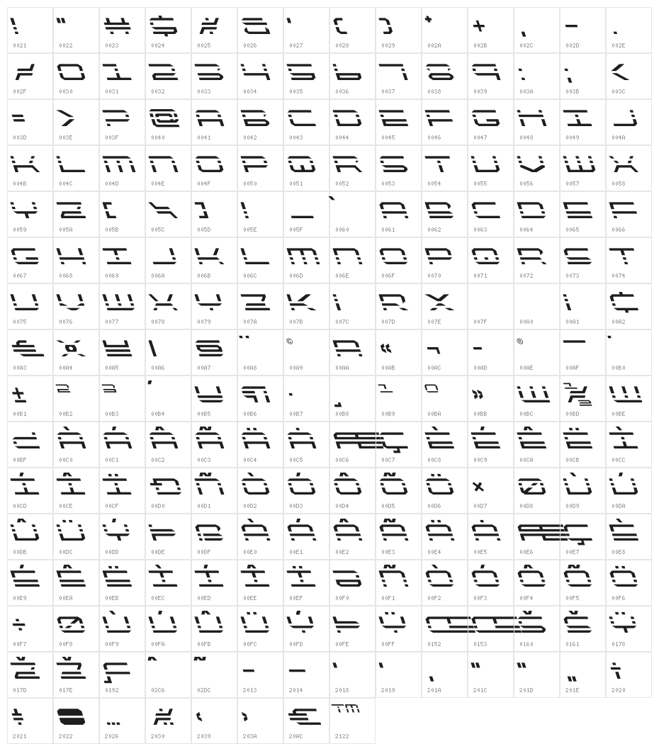 QuickQuick Leftalic Character Map