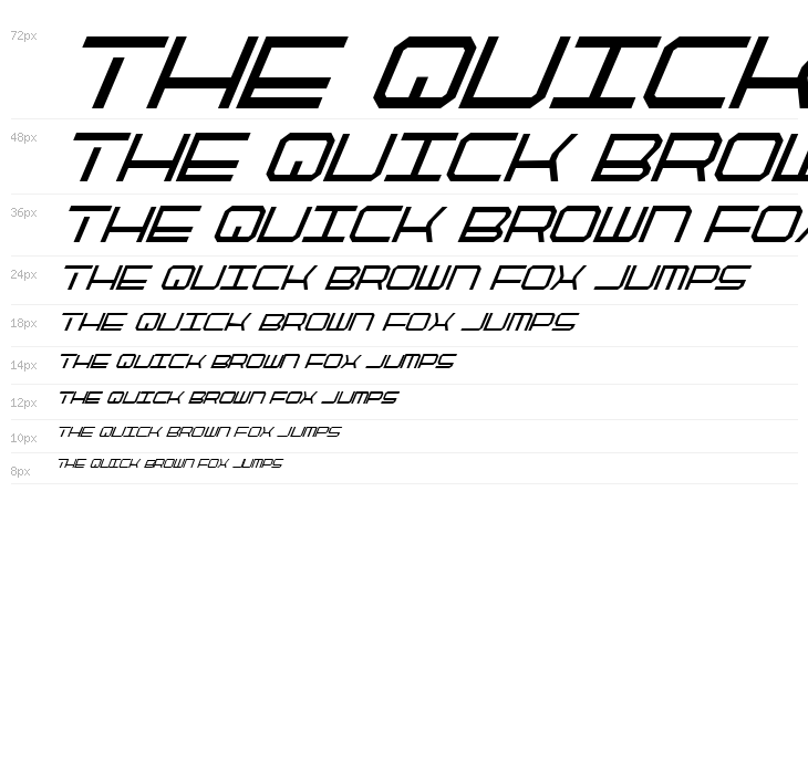 QuickTech Condensed Italic Waterfall
