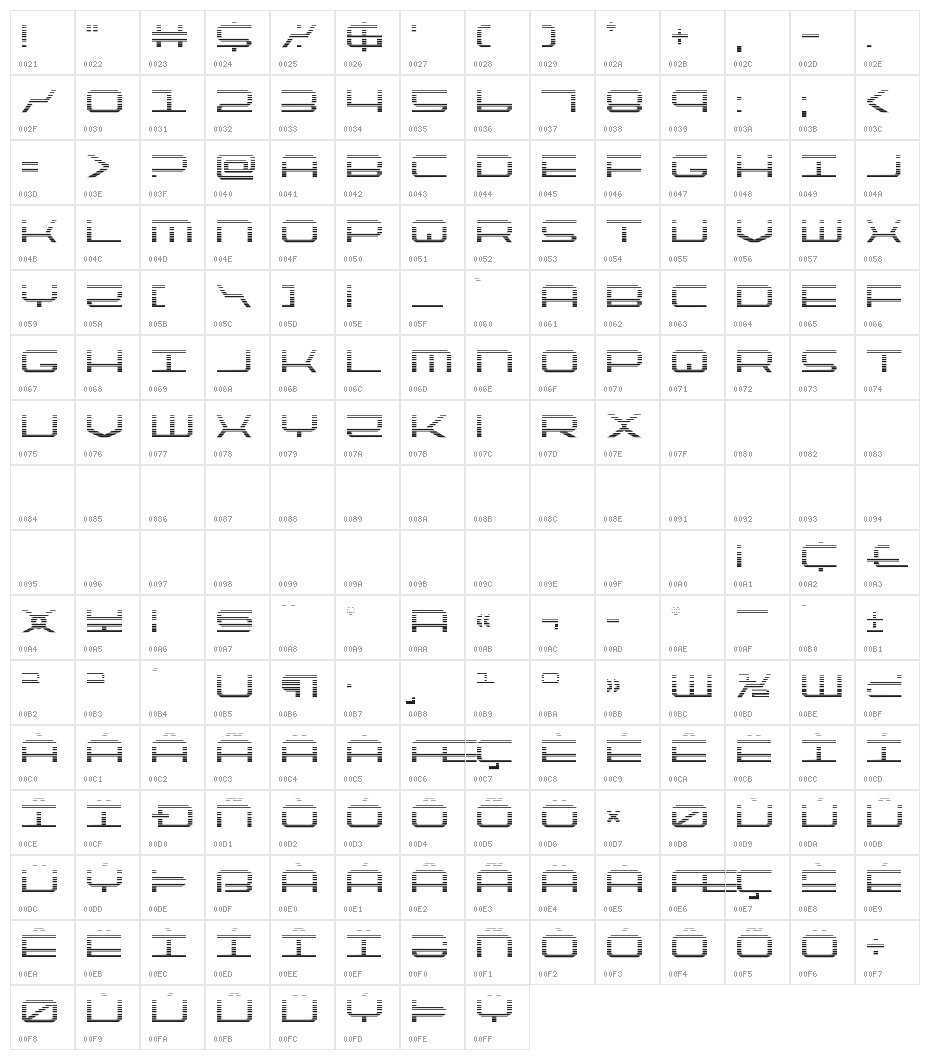 QuickTech Gradient Character Map