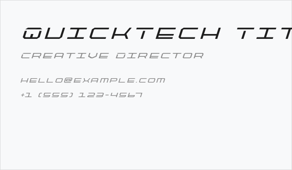 QuickTech Title Italic Business Card