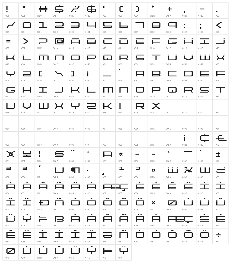 QuickTech Title Character Map
