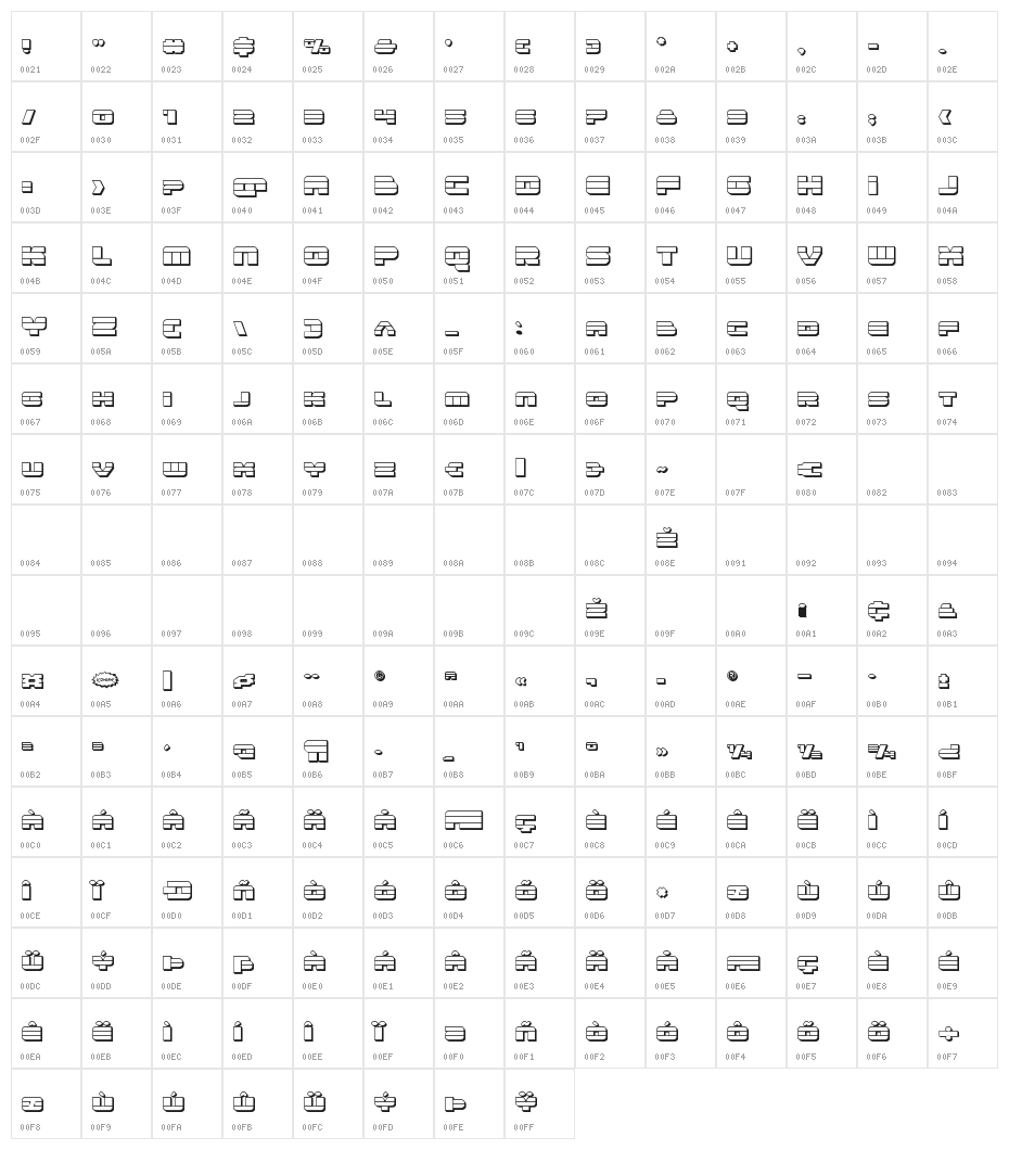Quicken 3D Regular Character Map