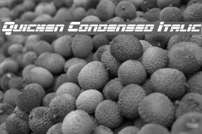 Quicken Condensed Italic Font examples