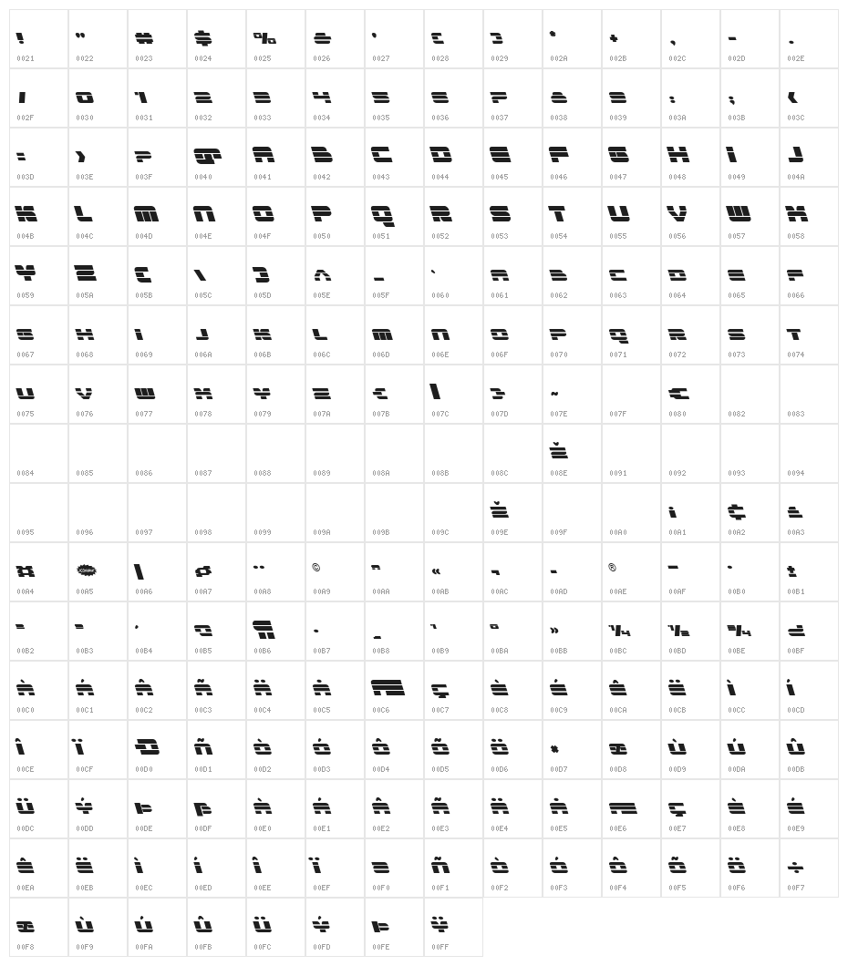 Quicken Leftalic Character Map