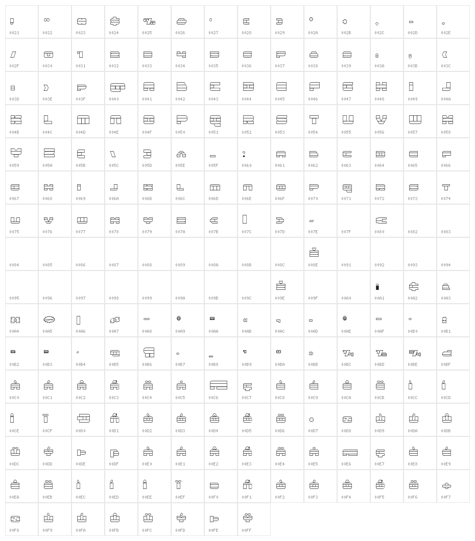 Quicken Outline Regular Character Map
