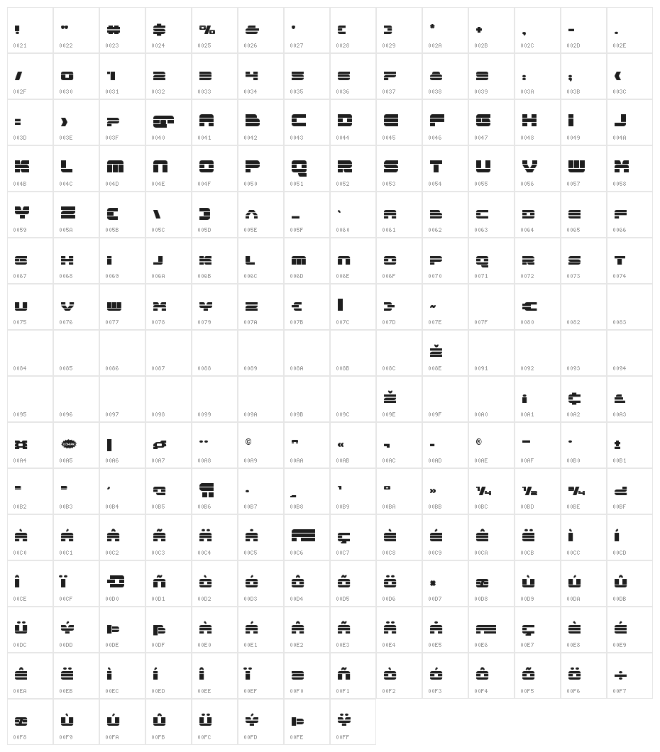 Quicken Regular Character Map