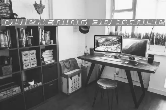 Quickening 3D Italic Font examples