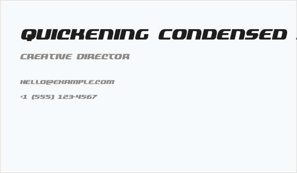 Quickening Condensed Italic Business Card