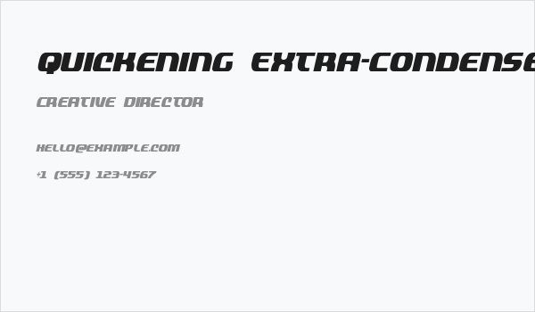 Quickening Extra-Condensed Italic Business Card