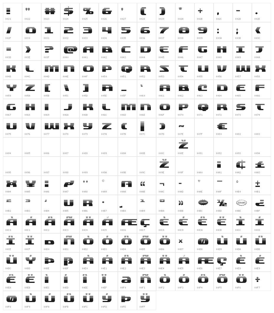 Quickening Half-Tone Character Map