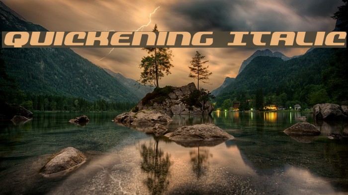 Quickening Italic Font examples