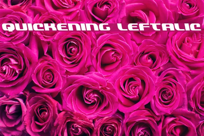 Quickening Leftalic Font examples