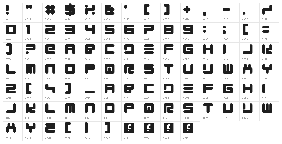 Quickfyr Regular Character Map